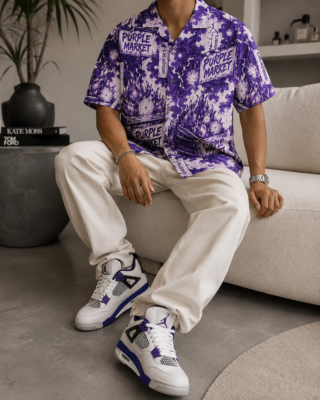 Purple/White Hawaiian Shirt, lifestyle 3