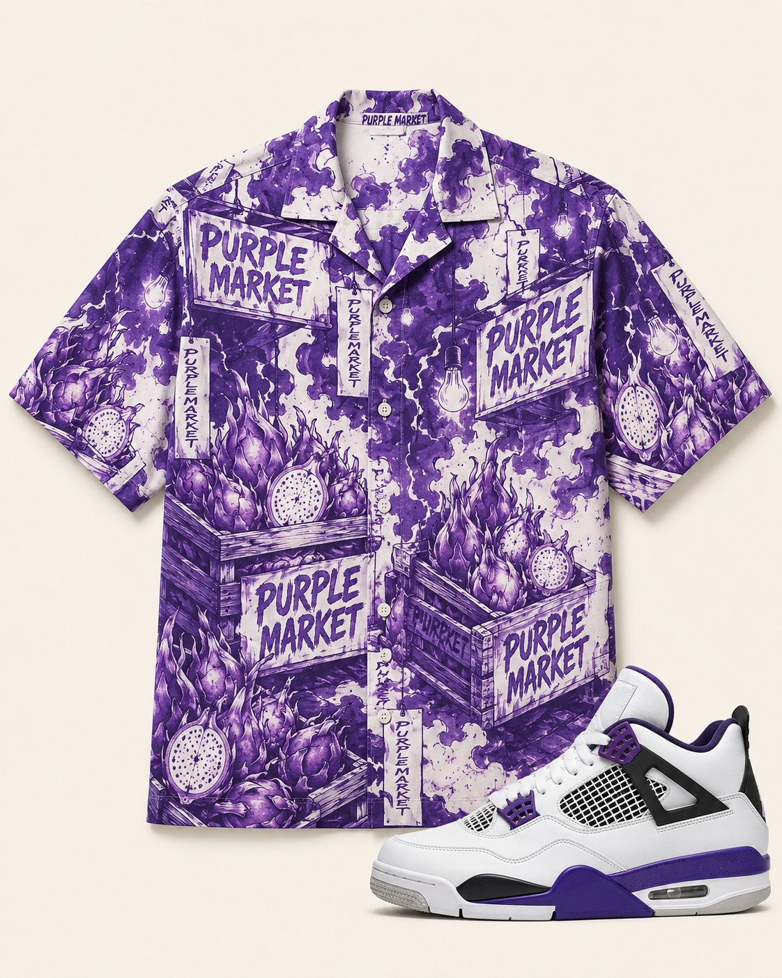 Purple/White Hawaiian Shirt, front