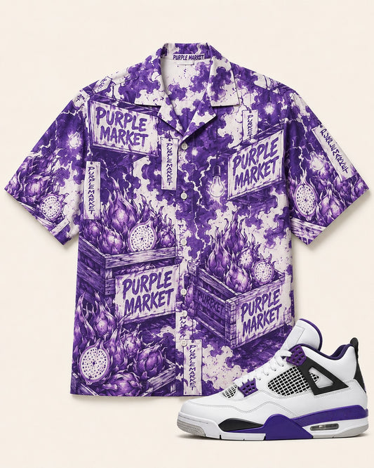 Purple/White Hawaiian Shirt, front