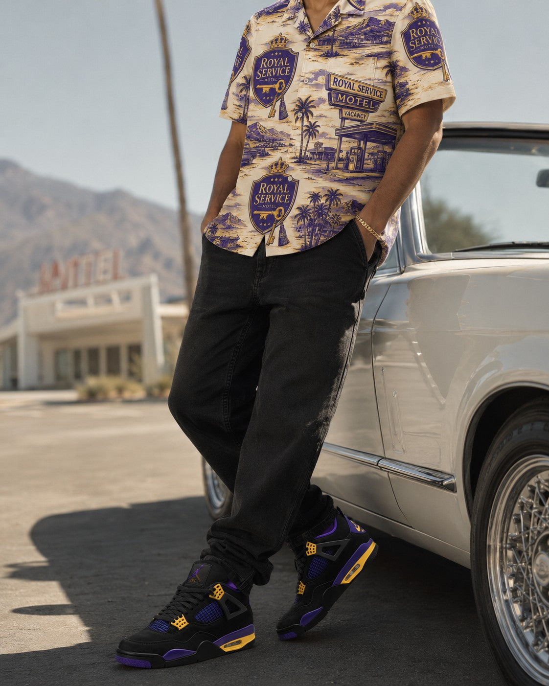 Purple/Gold Hawaiian Shirt, lifestyle 3