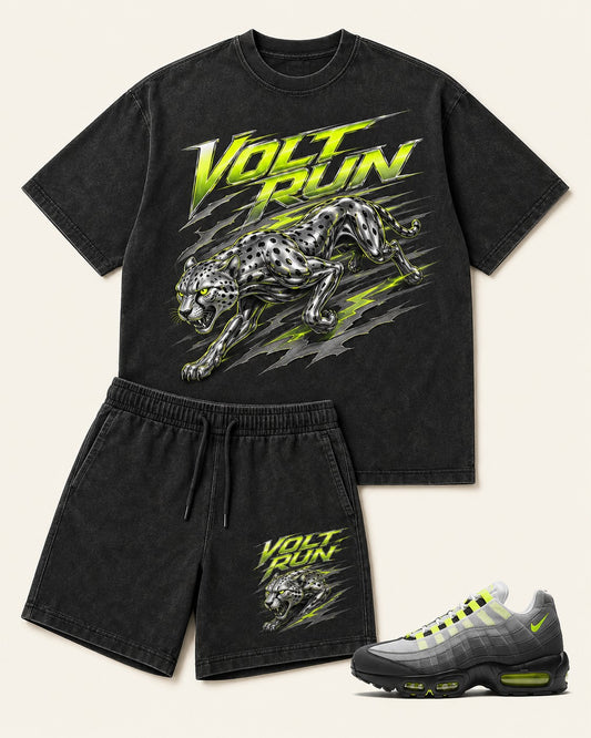 Neon/Grey Short Set, front