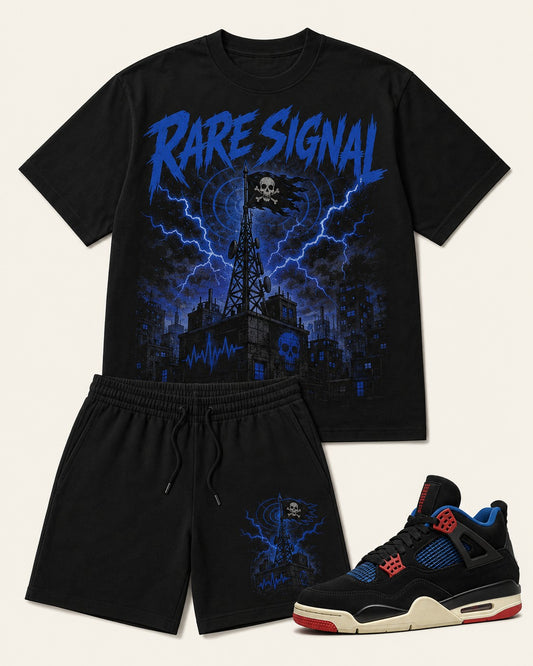 Black/Blue Short Set, front