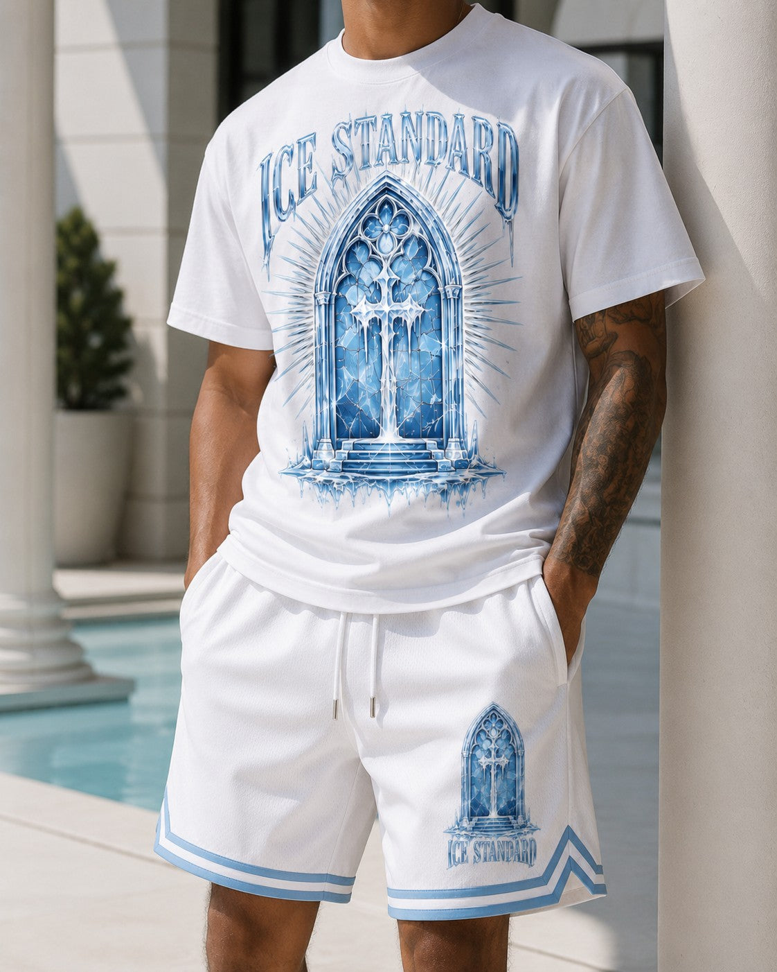 Blue/White Short Set, lifestyle 1