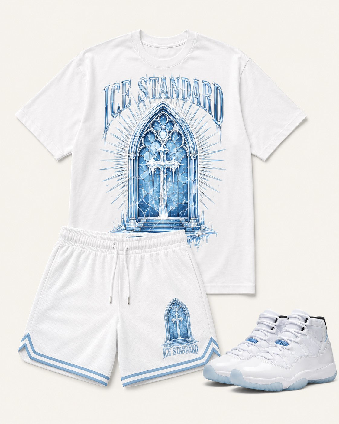 Blue/White Short Set, front