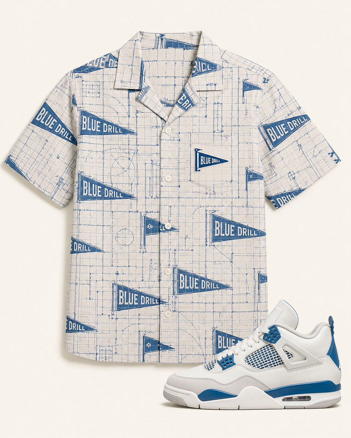 Blue/White Hawaiian Shirt, front