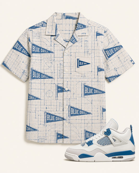 Blue/White Hawaiian Shirt, front