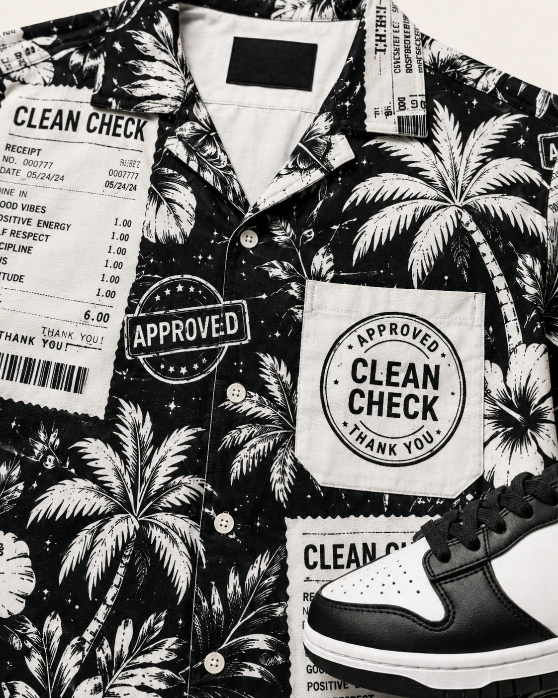 Black/White Hawaiian Shirt, lifestyle 2
