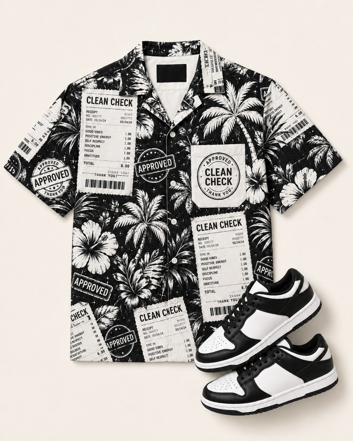 Black/White Hawaiian Shirt, lifestyle 3