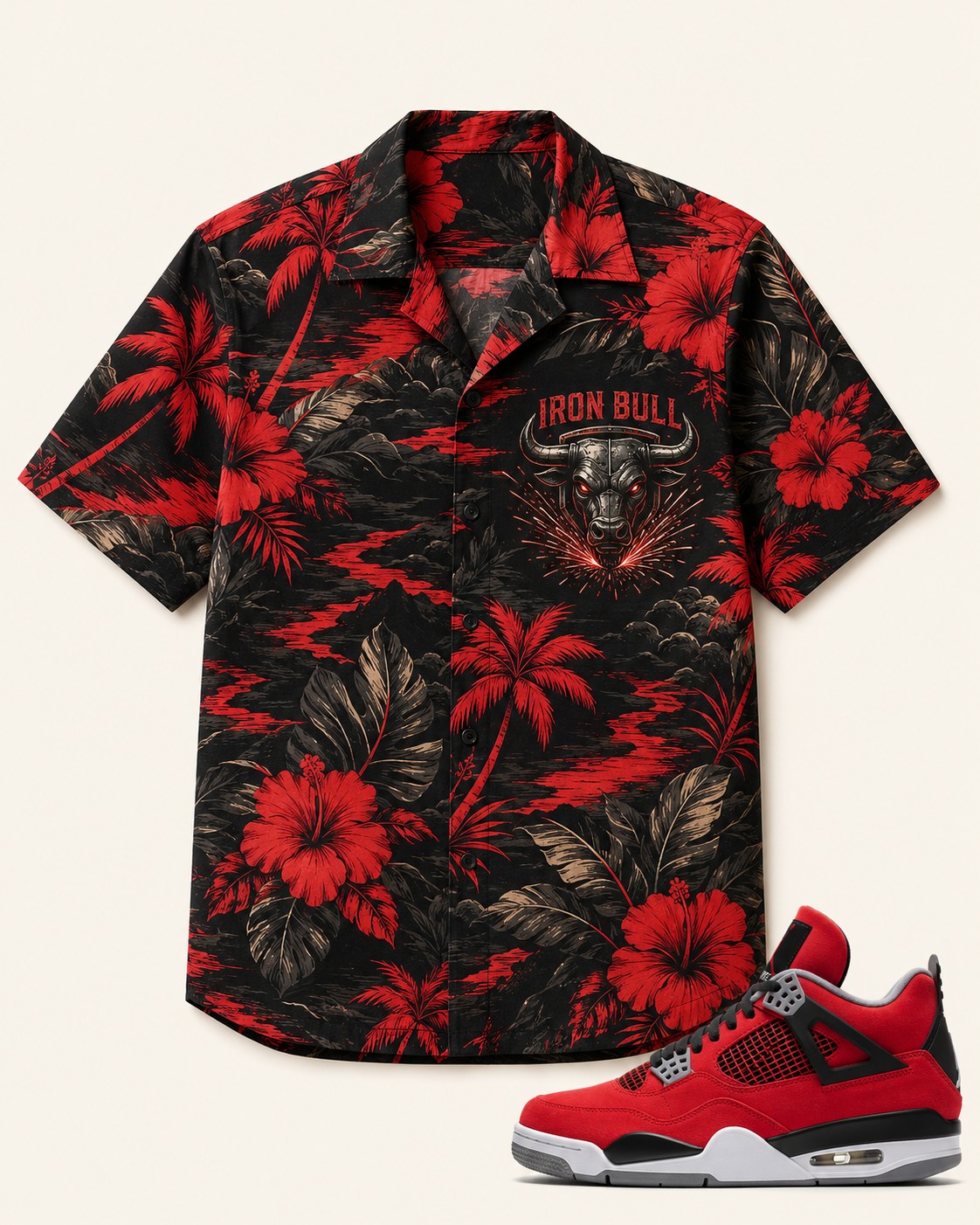 Red/Black Hawaiian Shirt, front