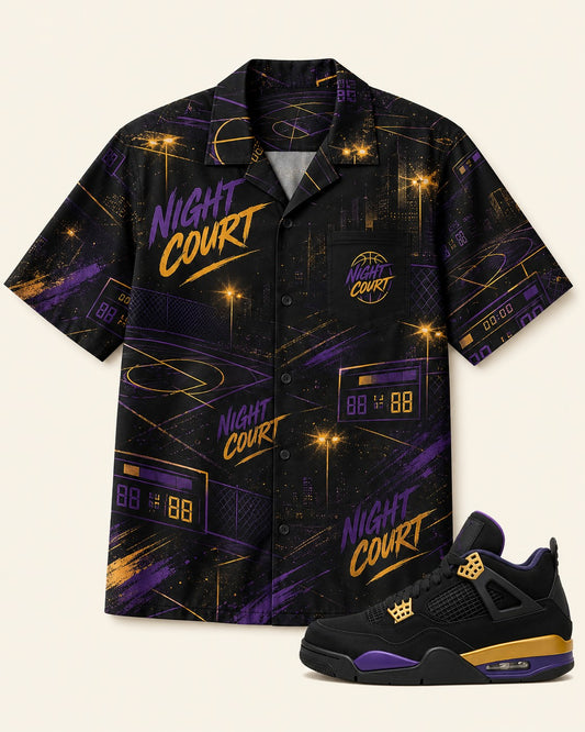 Purple/Gold Hawaiian Shirt, front