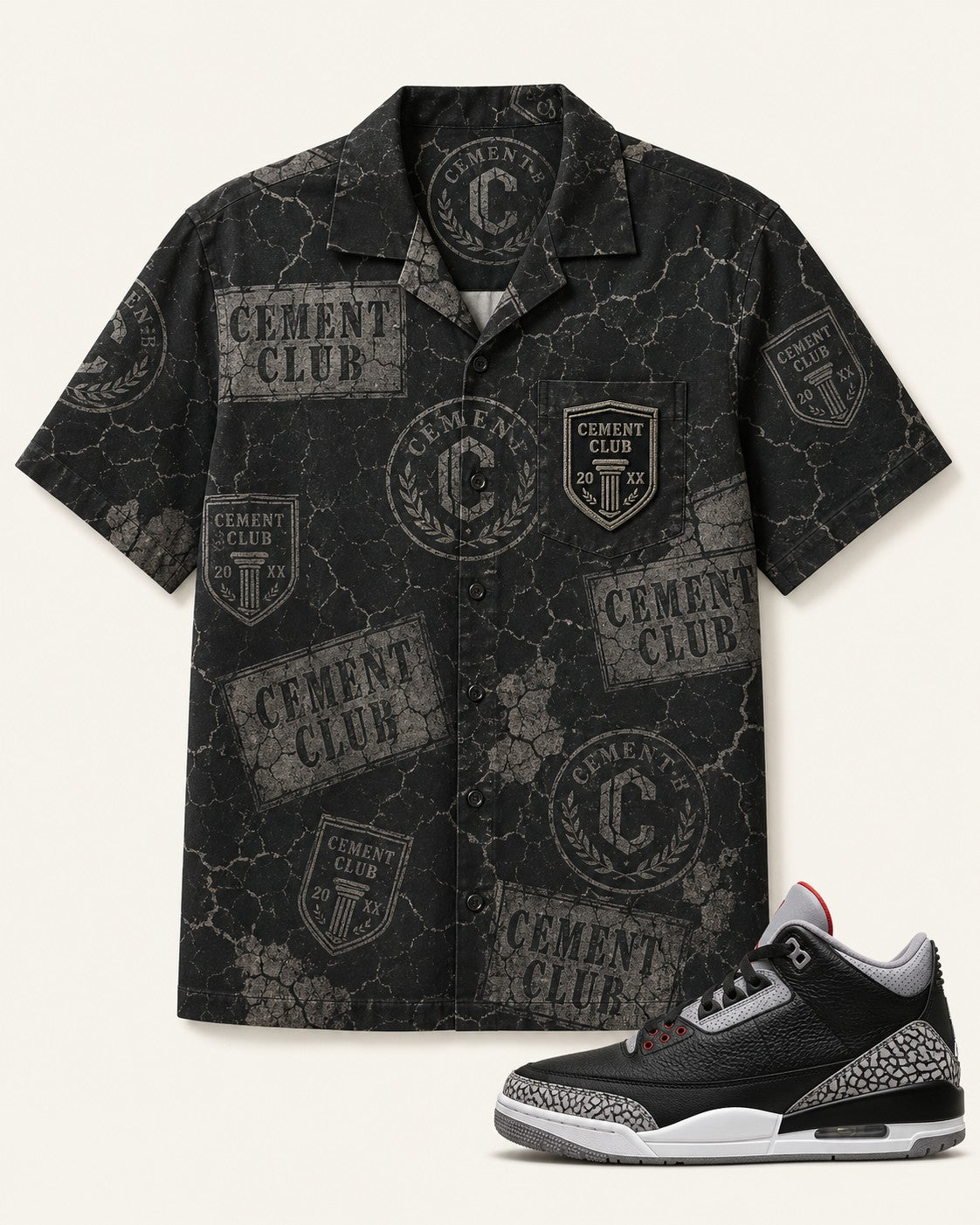 Black/Grey Hawaiian Shirt, front