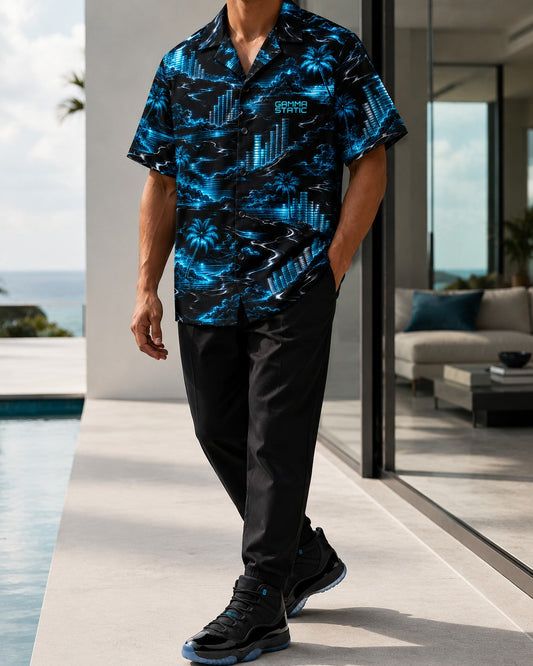 Black/Blue Hawaiian Shirt, lifestyle 1
