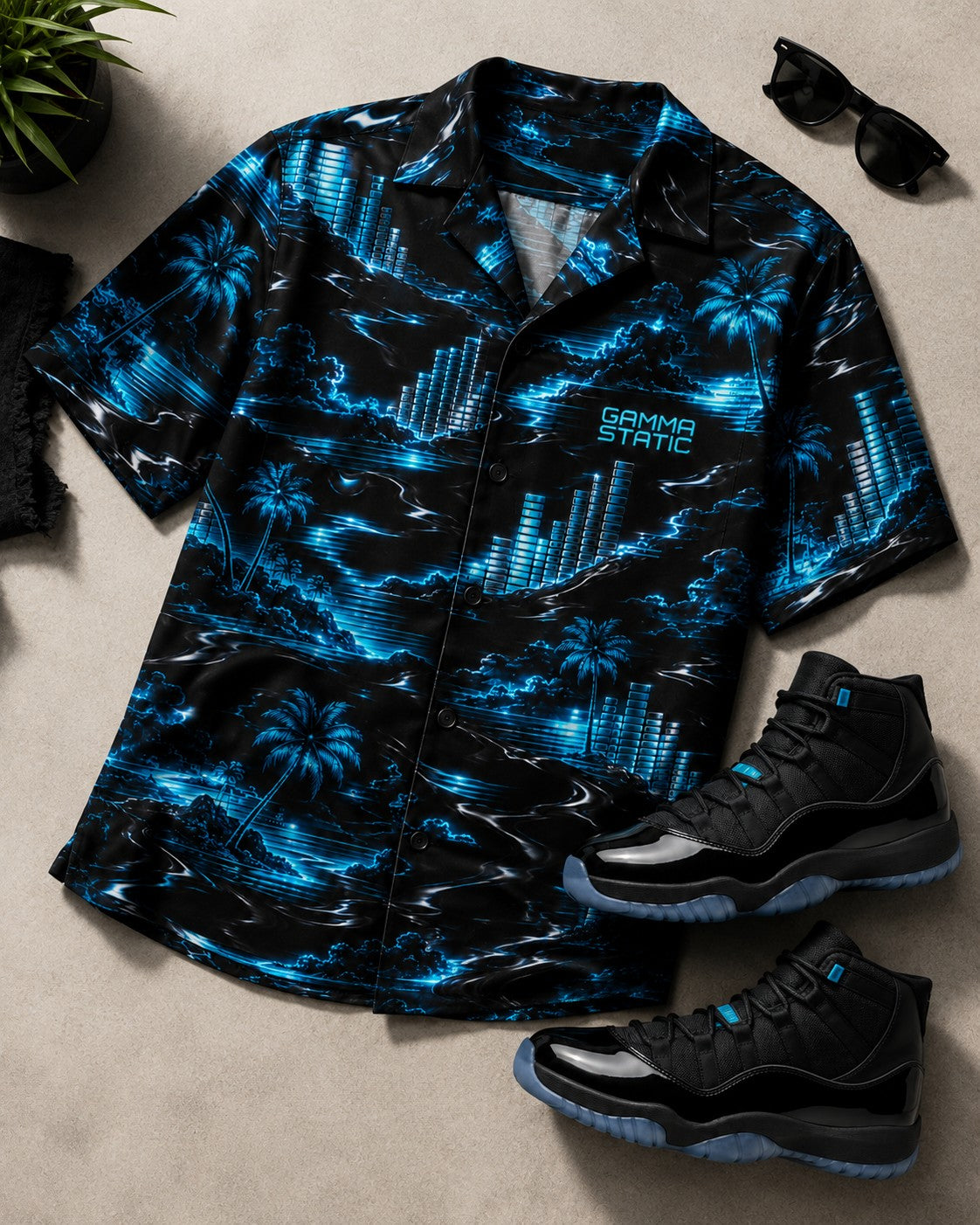 Black/Blue Hawaiian Shirt, lifestyle 3