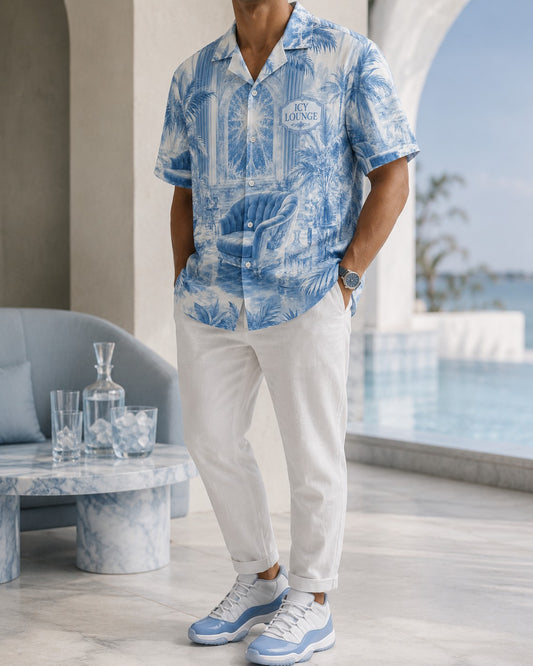 Blue/White Hawaiian Shirt, lifestyle 1