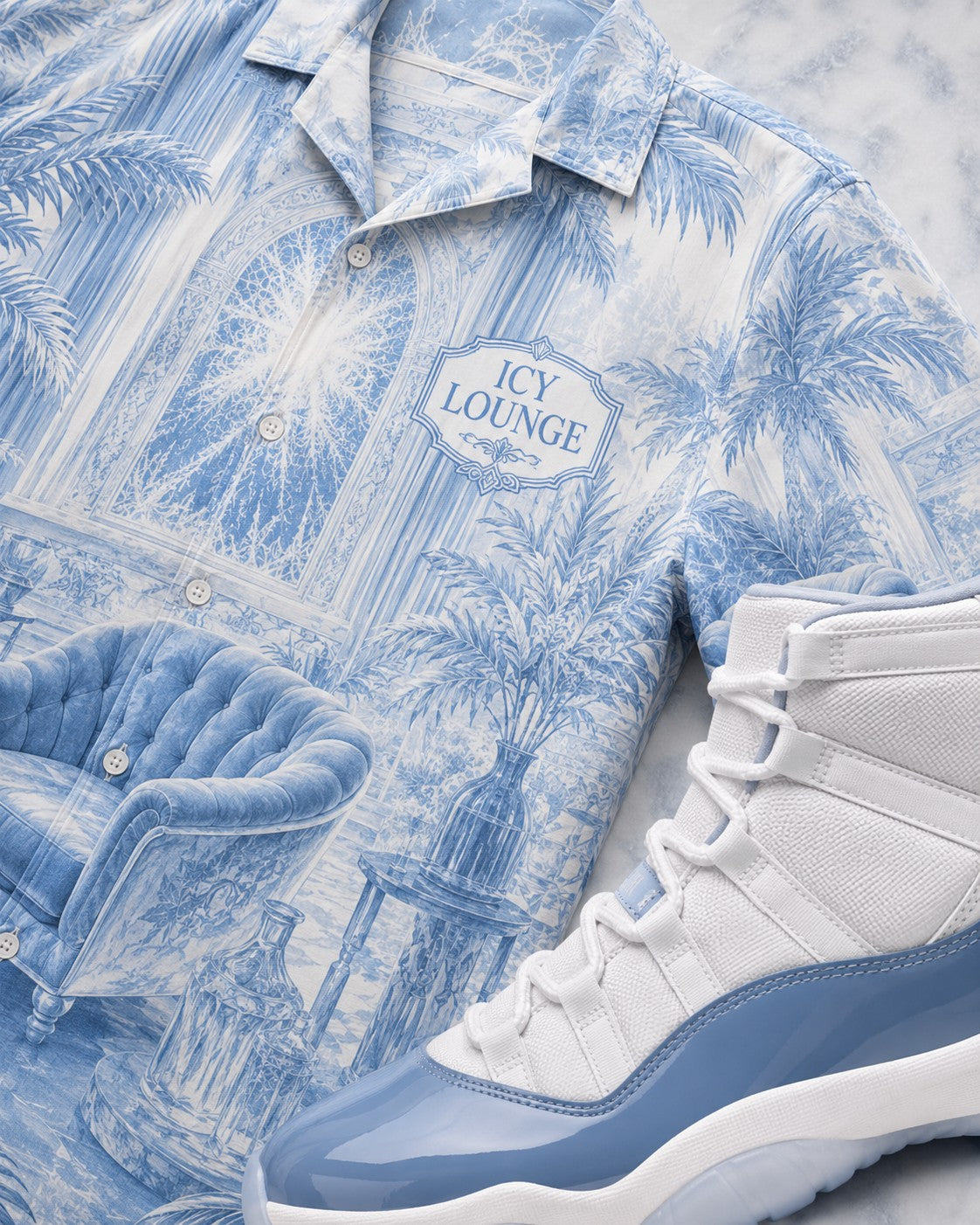 Blue/White Hawaiian Shirt, lifestyle 4