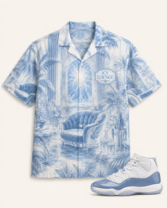 Blue/White Hawaiian Shirt, front