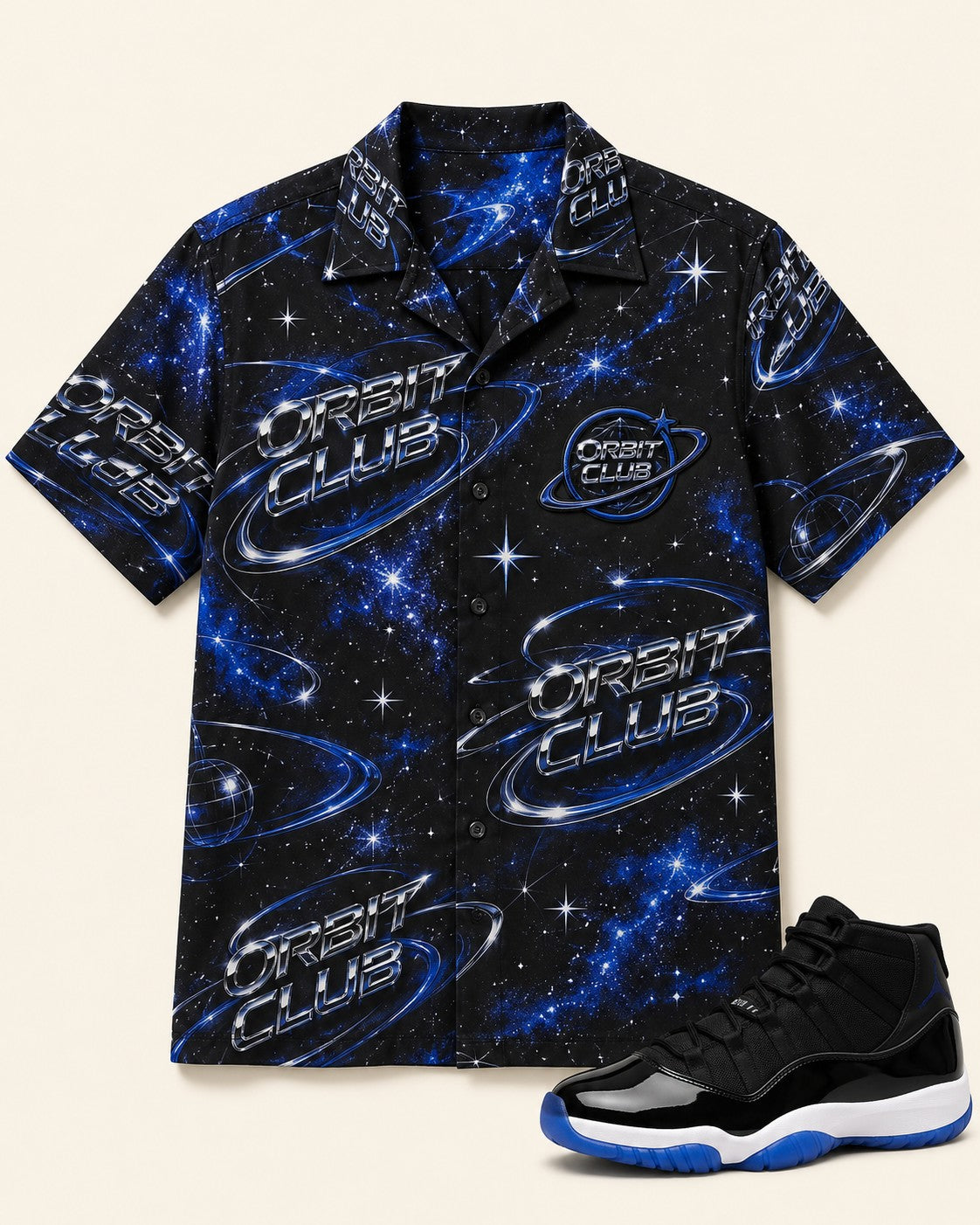 Black/Blue Hawaiian Shirt, front