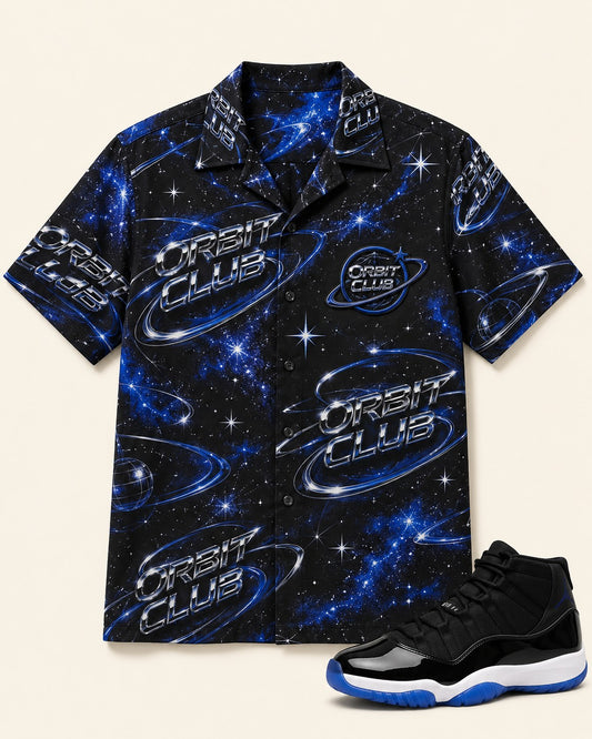 Black/Blue Hawaiian Shirt, front