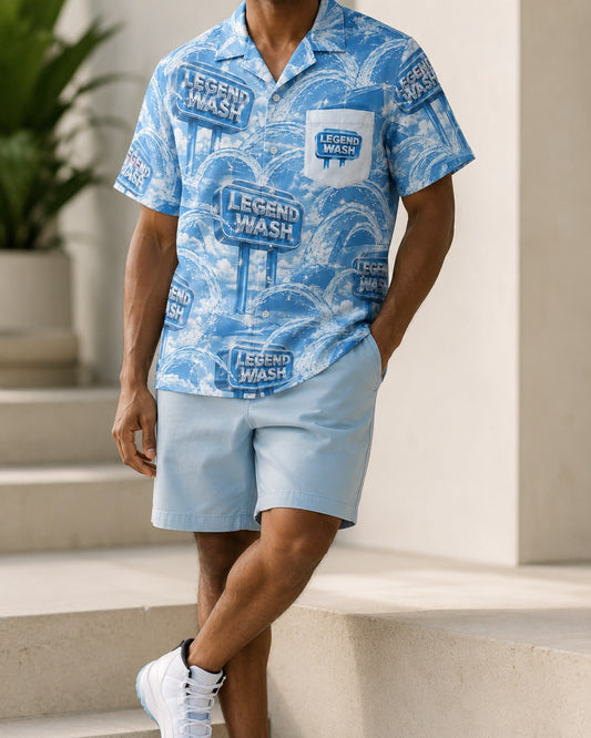 Blue/White Hawaiian Shirt, lifestyle 1