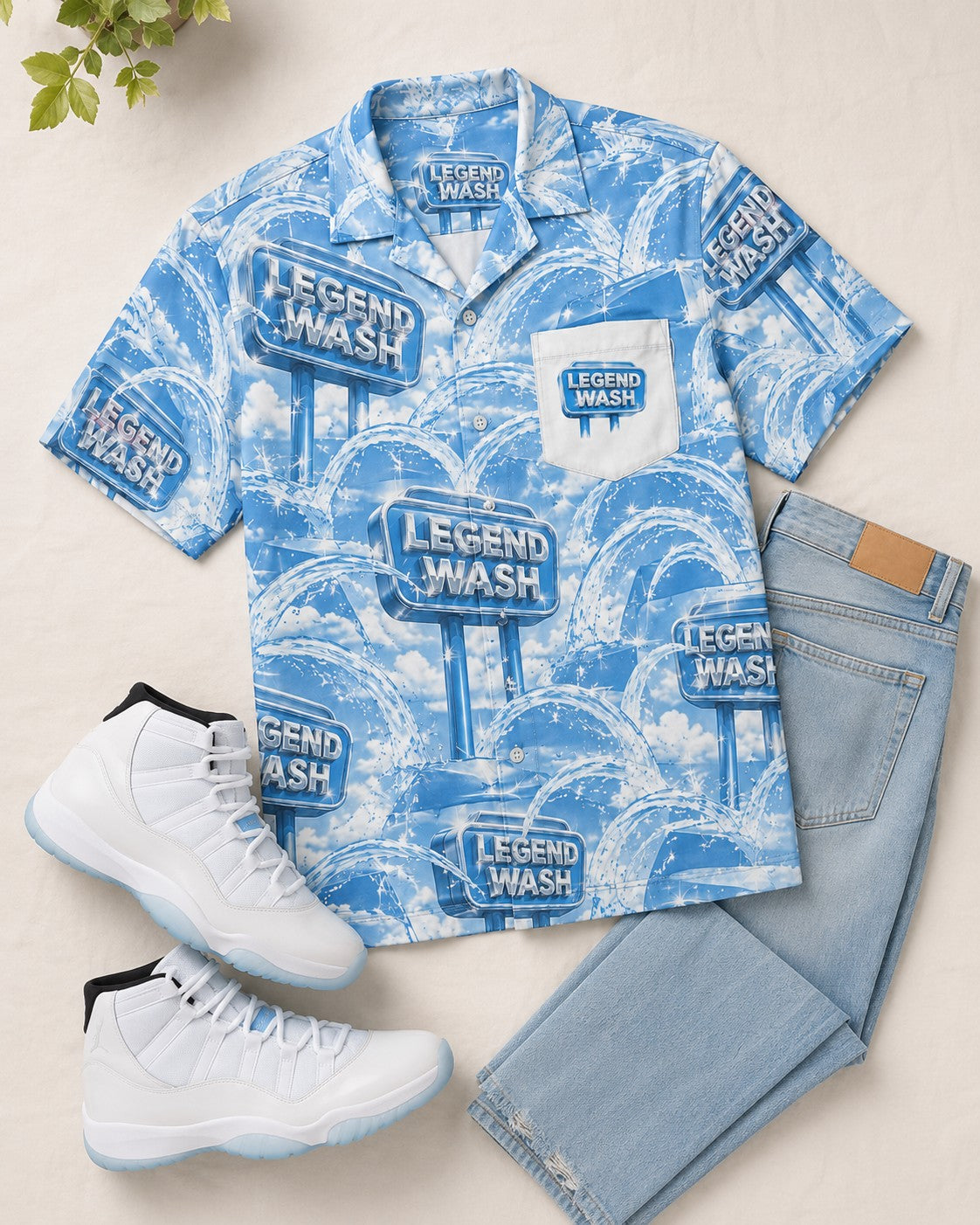 Blue/White Hawaiian Shirt, lifestyle 3