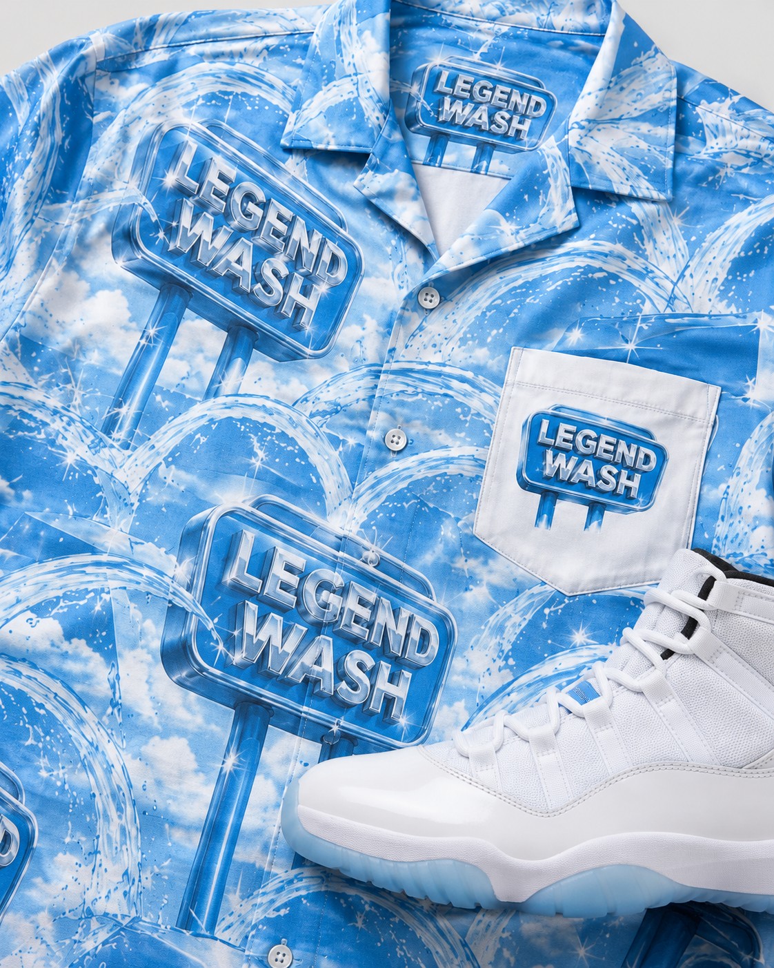 Blue/White Hawaiian Shirt, lifestyle 4