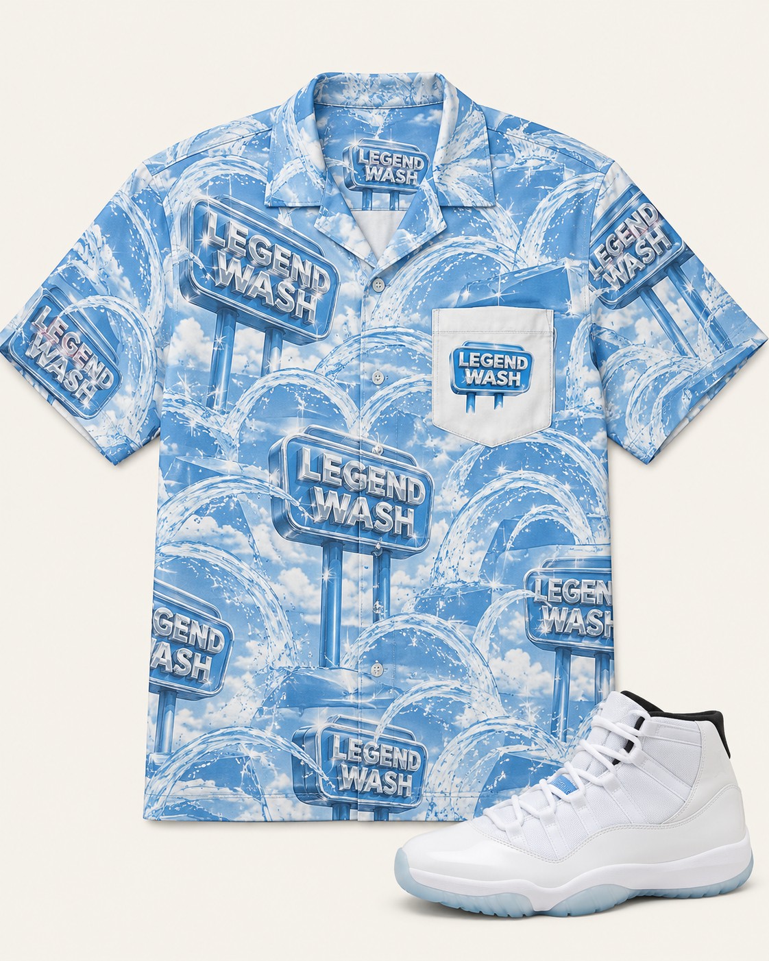 Blue/White Hawaiian Shirt, front