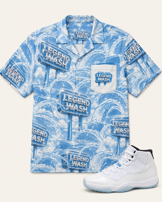 Blue/White Hawaiian Shirt, front