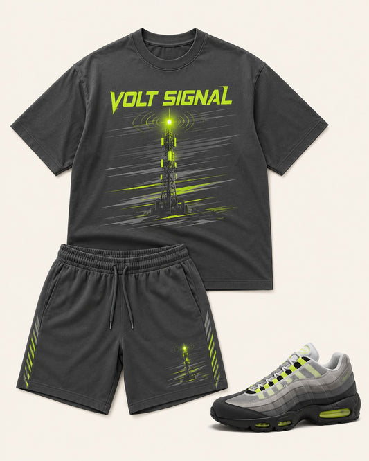 Neon/Grey Short Set, front