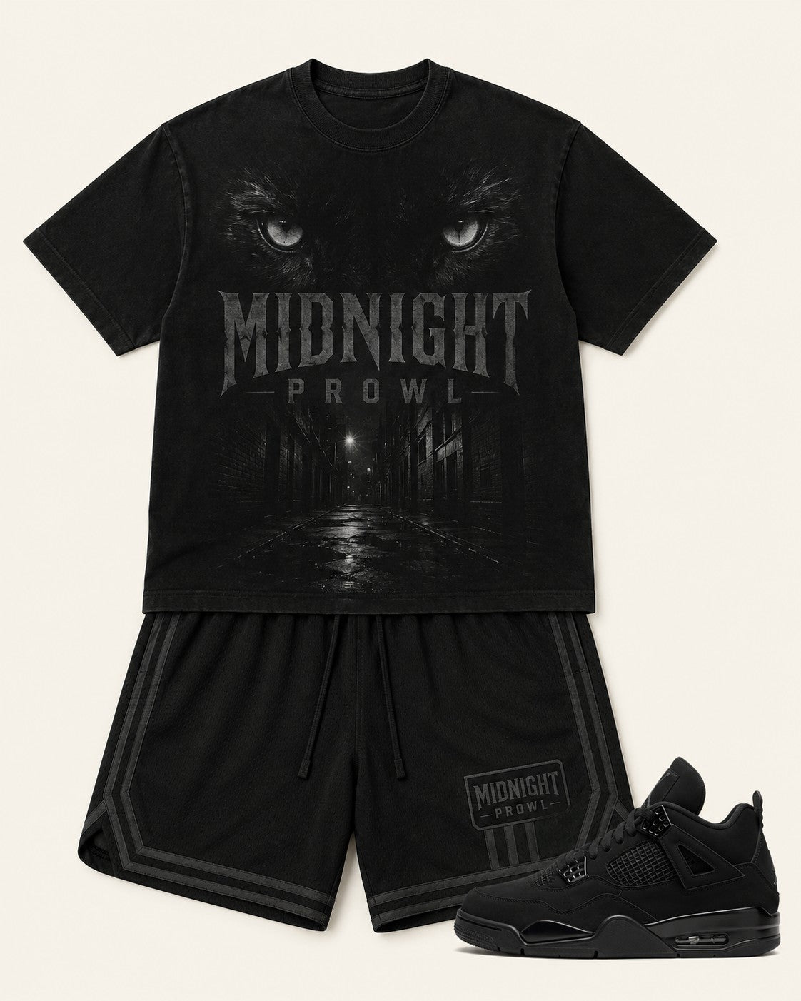 Black/Charcoal Short Set, front