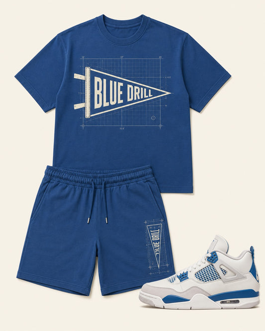 Blue/White Short Set, front