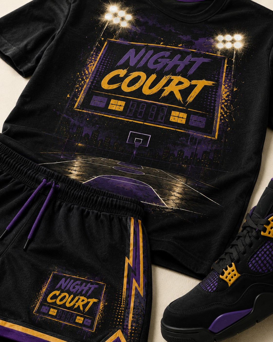 Purple/Gold Short Set, lifestyle 2