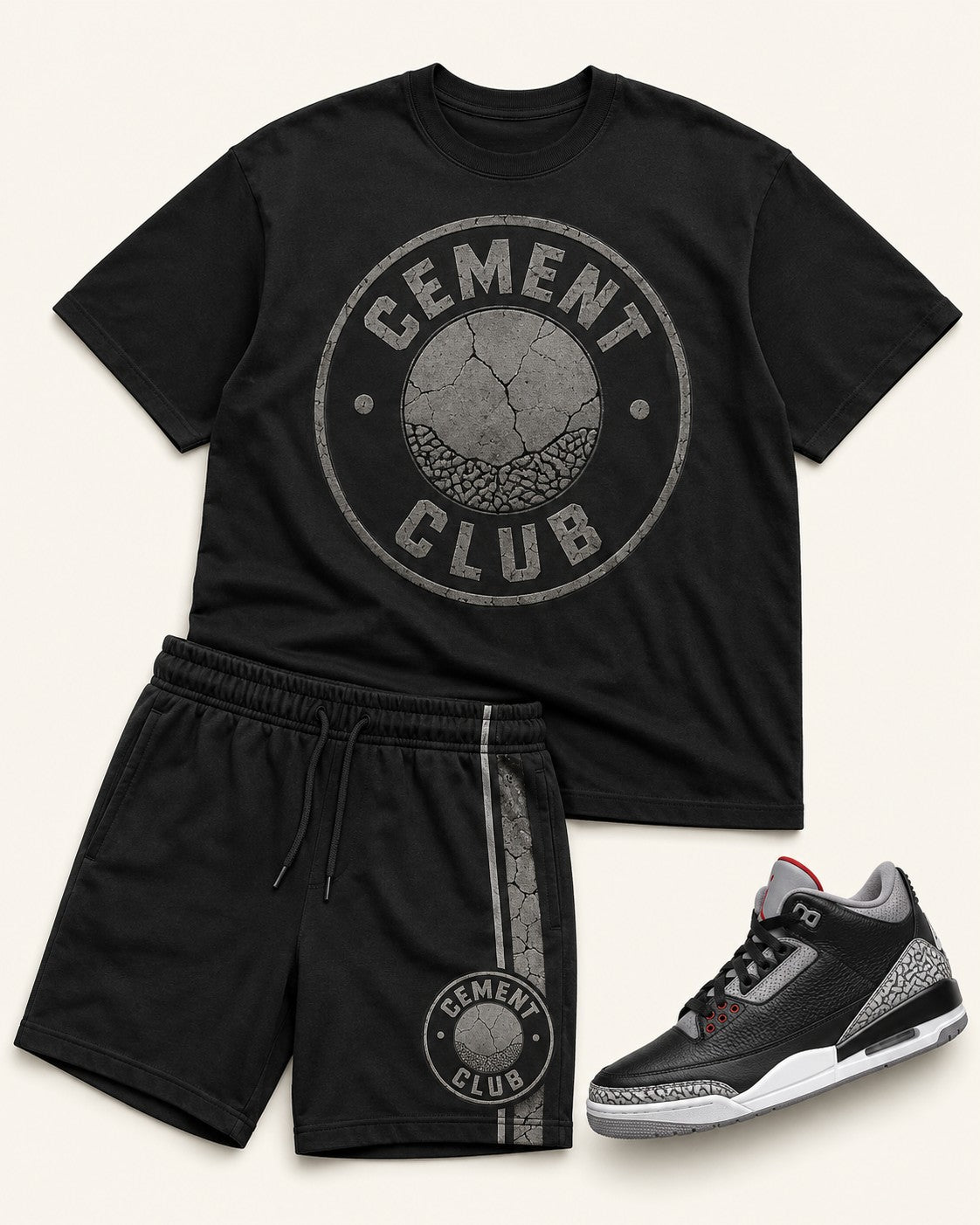 Black/Grey Short Set, front