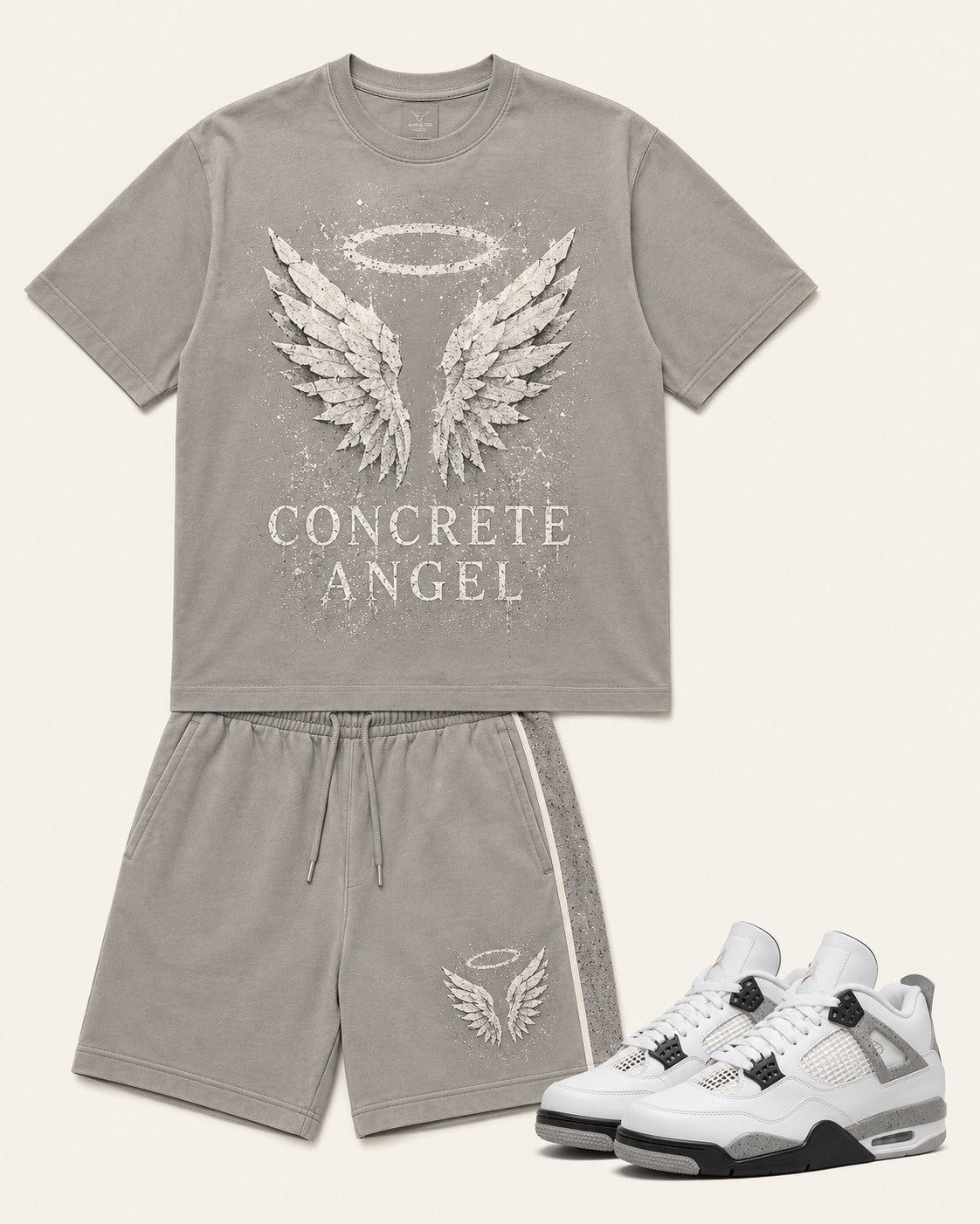 White/Grey Short Set, front