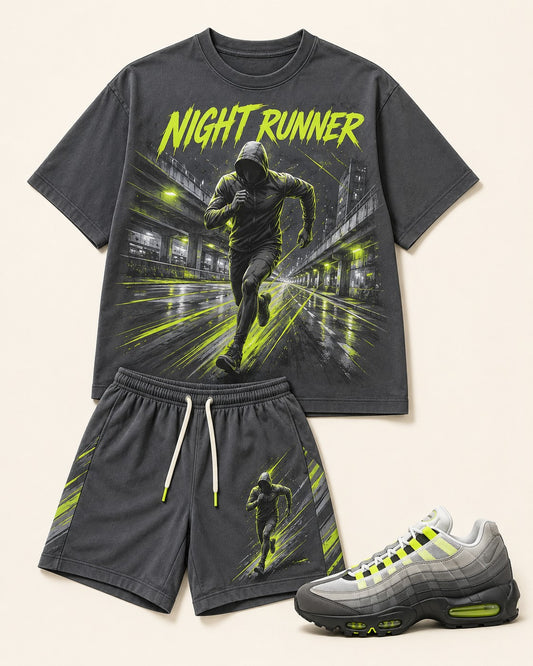 Neon/Grey Short Set, front