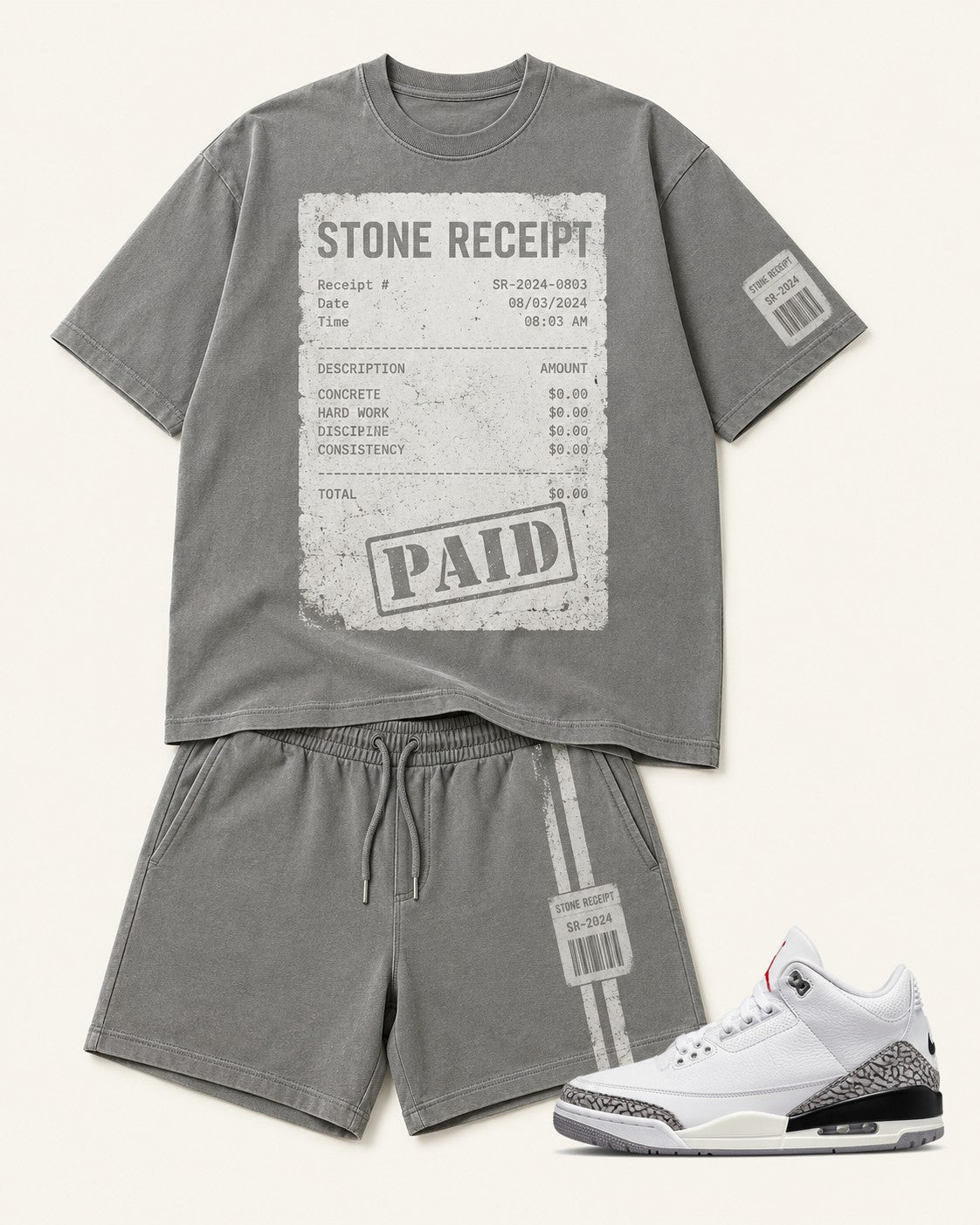 Grey/White Short Set, front