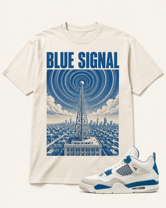 Blue/White Graphic Tee, front
