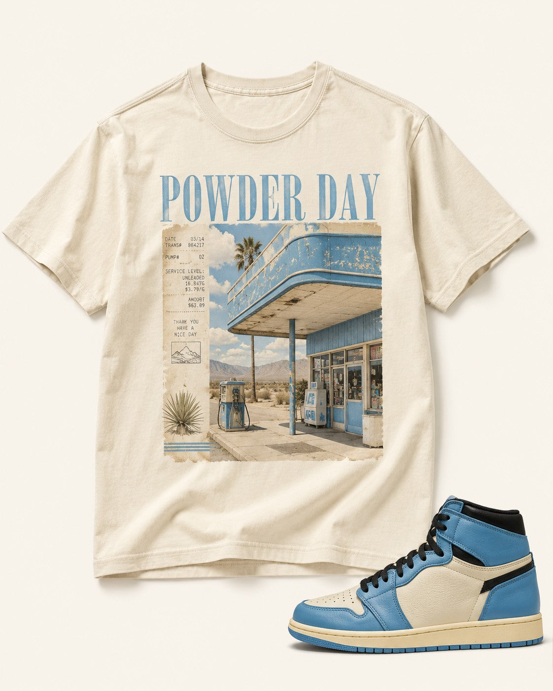 Blue/Cream Graphic Tee, front