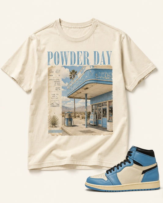 Blue/Cream Graphic Tee, front