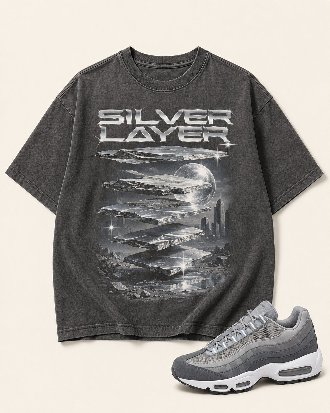 Grey/Silver Graphic Tee, front