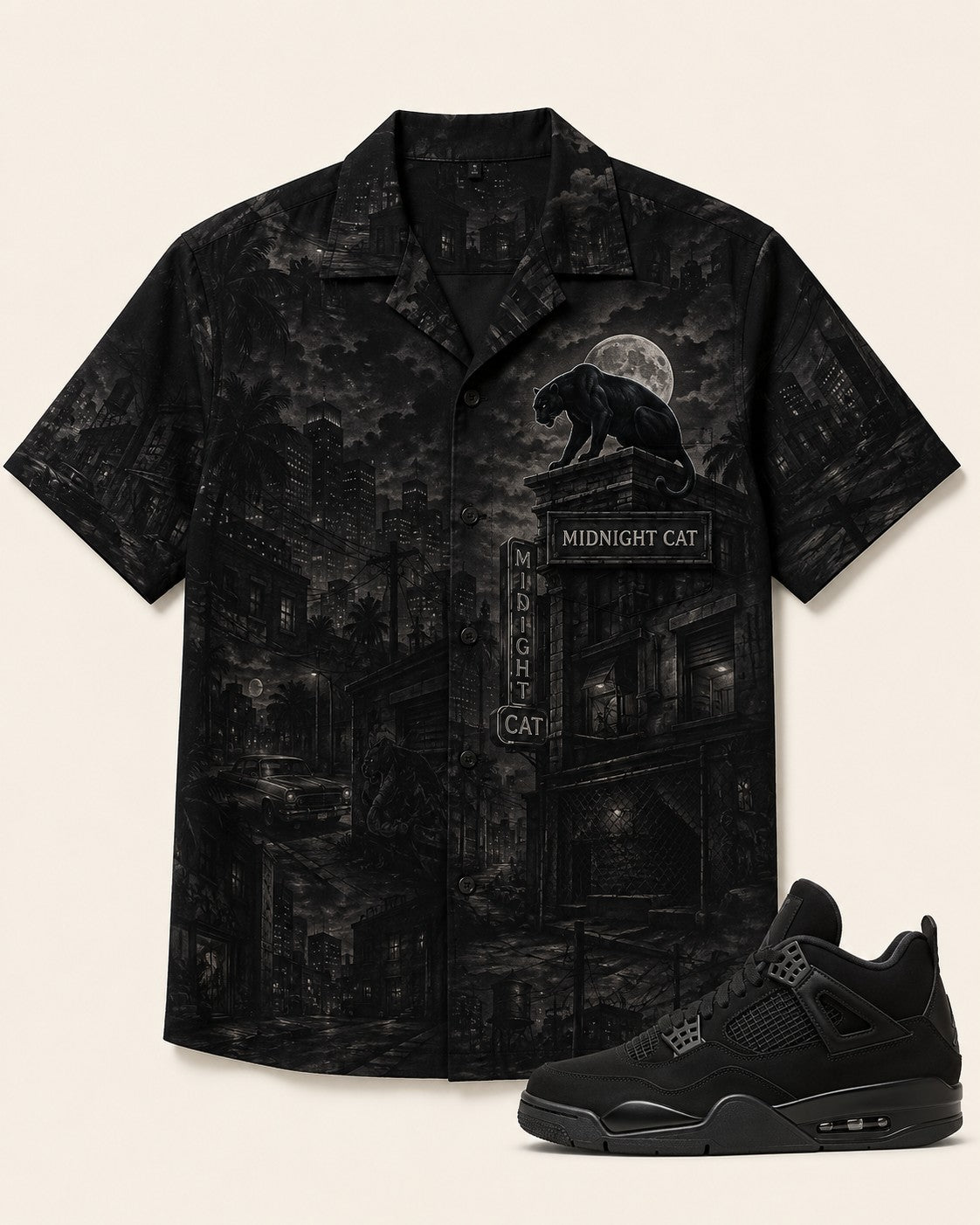Black/Graphite Hawaiian Shirt, front