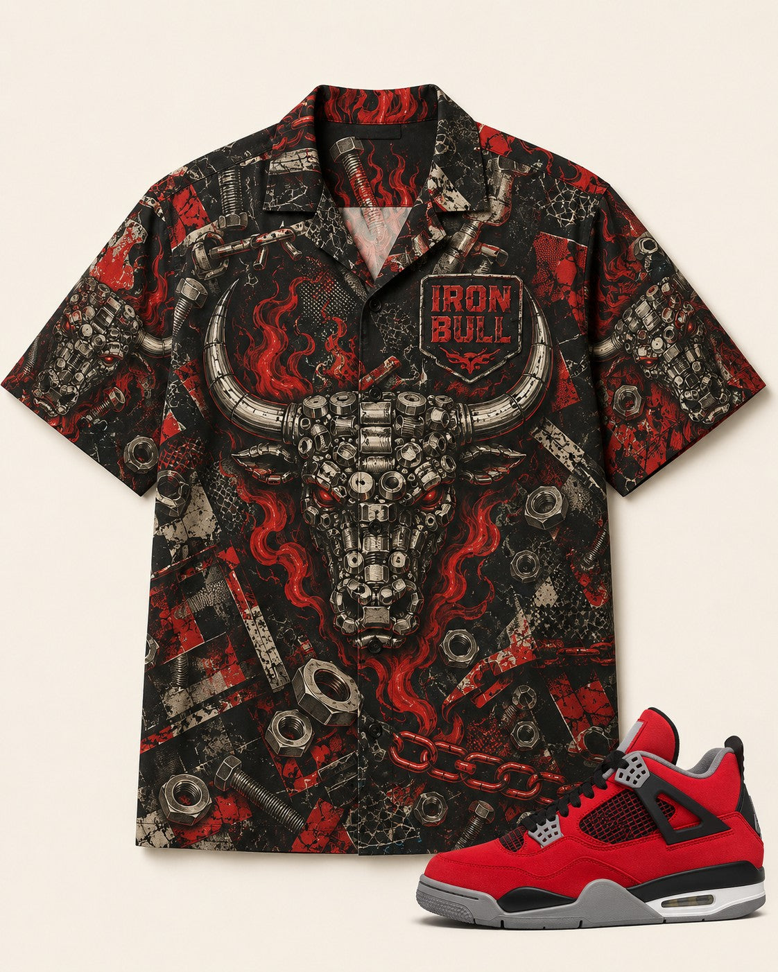 Red/Black Hawaiian Shirt, front