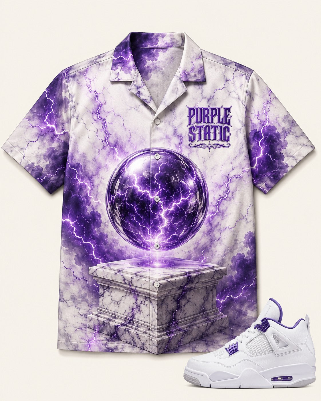 Purple/White Hawaiian Shirt, front