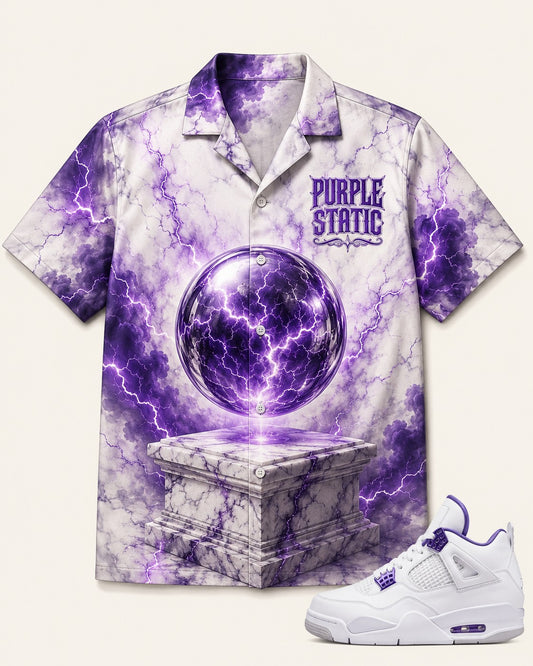 Purple/White Hawaiian Shirt, front