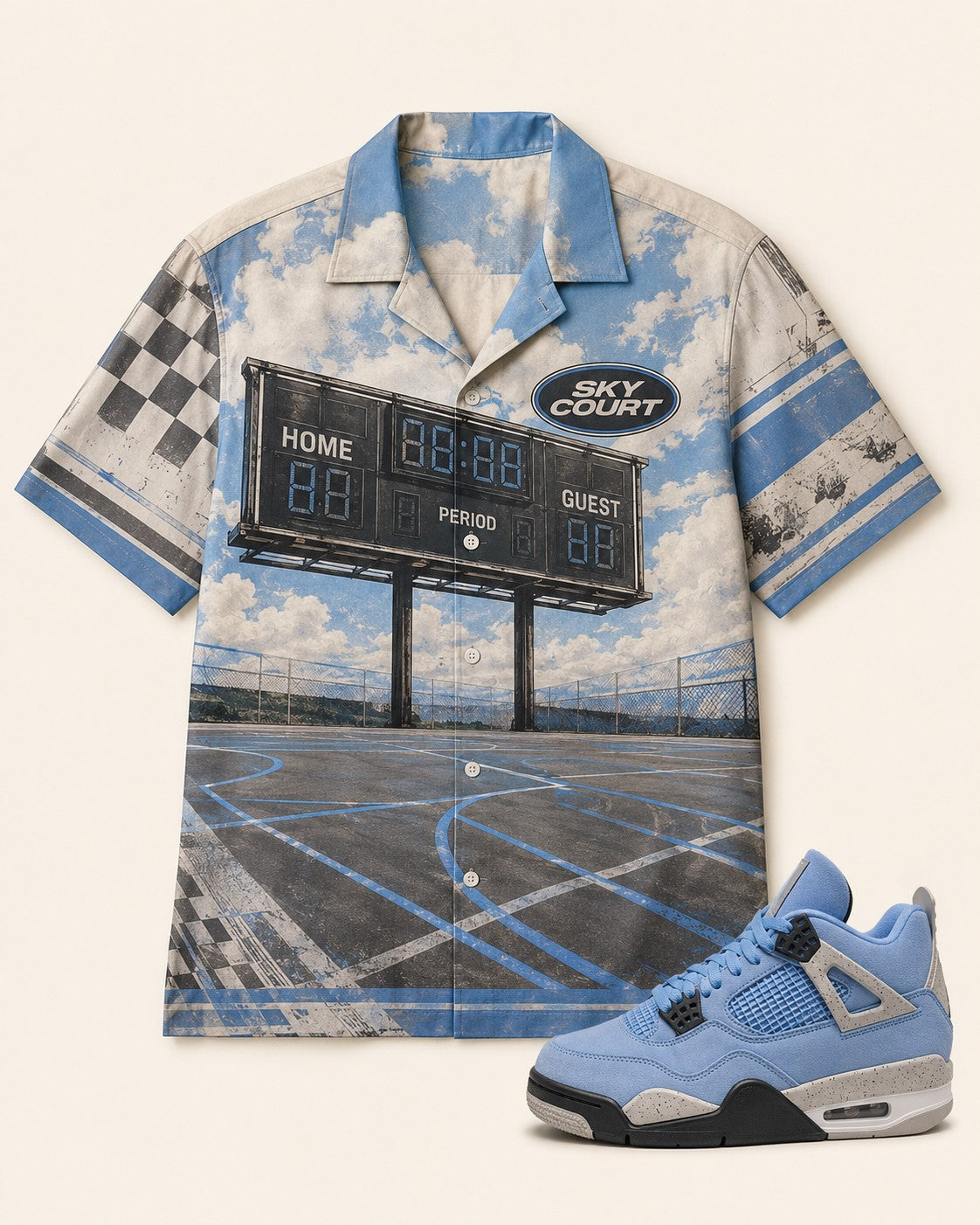 Blue/Grey Hawaiian Shirt, front