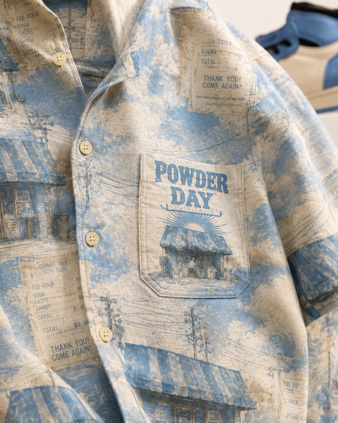 Blue/Cream Hawaiian Shirt, lifestyle 3