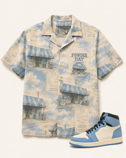 Blue/Cream Hawaiian Shirt, front