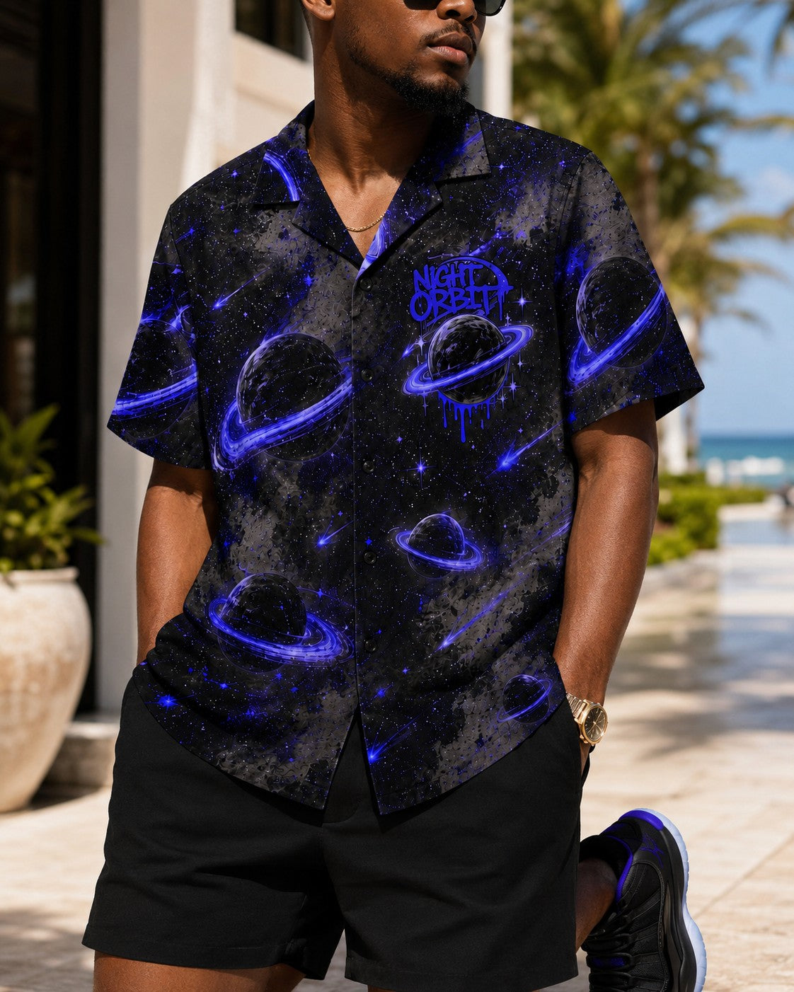 Black/Purple Hawaiian Shirt, lifestyle 1