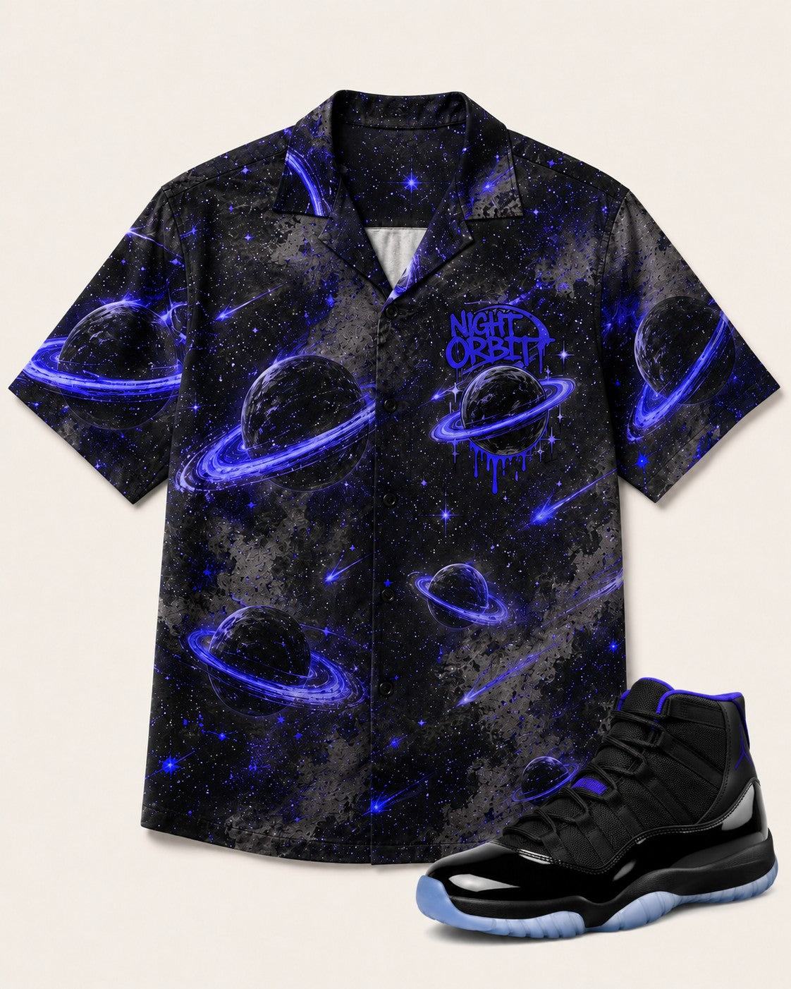 Black/Purple Hawaiian Shirt, front