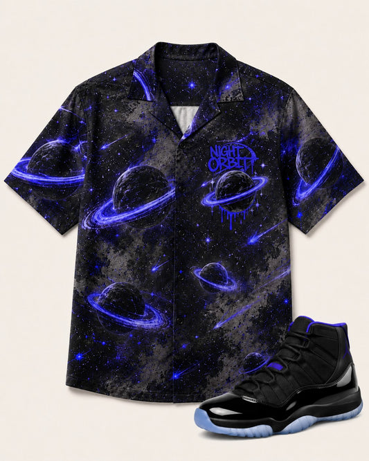 Black/Purple Hawaiian Shirt, front