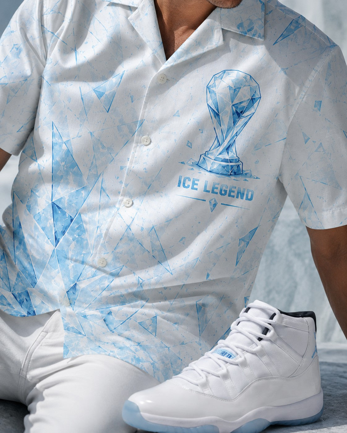 White/Blue Hawaiian Shirt, lifestyle 3